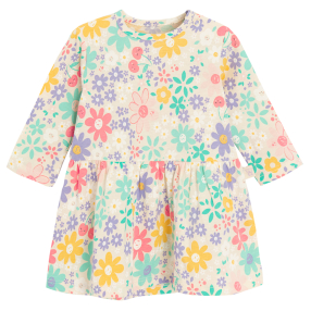 Dětské šaty s květinovým vzorem -Krémová