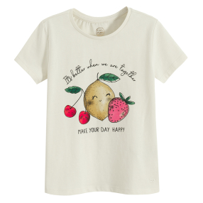 Tričko s krátkým rukávem s ovocem -krémové