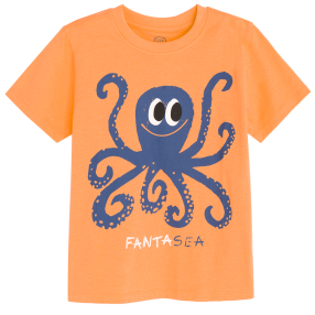 Tričko s krátkým rukávem s chobotnicí -žluté