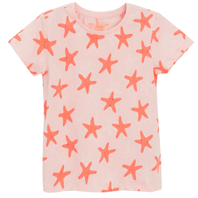 Tričko s krátkým rukávem s mořskými hvězdicemi -světle růžové