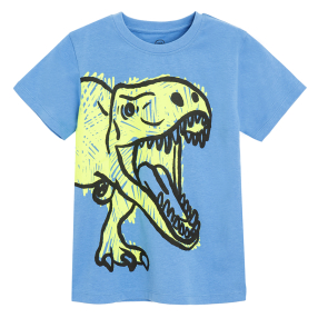Tričko s krátkým rukávem s dinosaurem -modré