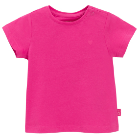 Jednobarevné tričko s krátkým rukávem -tmavě růžové