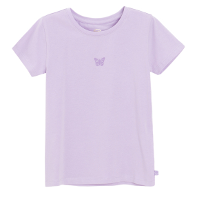Tričko s krátkým rukávem s motýlem -fialové