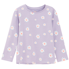 Tričko s dlouhým rukávem s květinovým potiskem -fialové