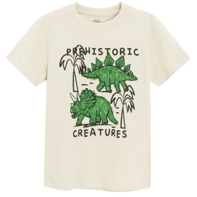 Tričko s krátkým rukávem s dinosaury -béžové