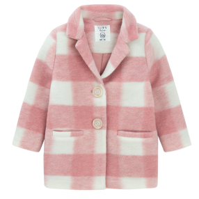 Dívčí kostkovaný kabát -růžový