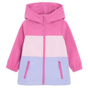 Dívčí softshellová bunda s kapucí -růžová