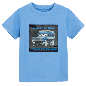 Tričko s krátkým rukávem s autem -světle modré
