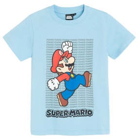 Tričko s krátkým rukávem Super Mario -světle modré