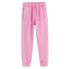 Teplákové kalhoty se zipy -růžové