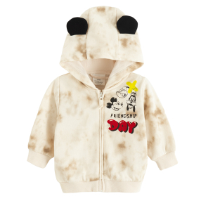 Rozepínací mikina s kapucí Mickey Mouse- béžová