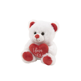 Plyšový medvěd bílý se srdíčkovou mašlí 60 cm