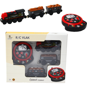BABU vláčky - R/C Parní vlak - černý (se zvuky, světly a kouřovými efekty)