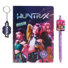 K-pop Demon Hunters dárkový set (blok, pero, klíčenka - Huntrix)  DPL6