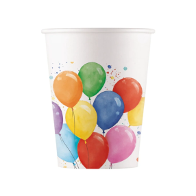 Kelímky papírové Barevné balónky 200 ml 8 ks