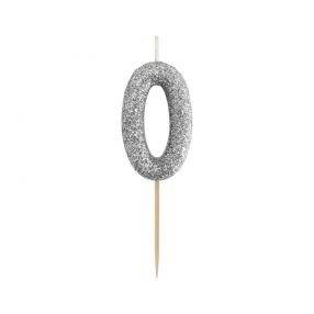 Svíčka číslo 0 stříbrná 11,5 cm
