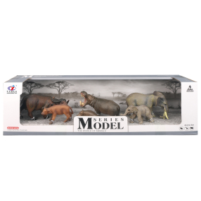Sada Model Svět zvířat  buvoli, hroši a sloni, máma + mládě