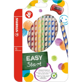 Ergonomické pastelky pro praváky - STABILO EASYcolors - 12 ks sada s ořezávátkem - 12 různých barev