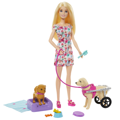 E-shop Barbie panenka a pejsek s invalidním vozíčkem