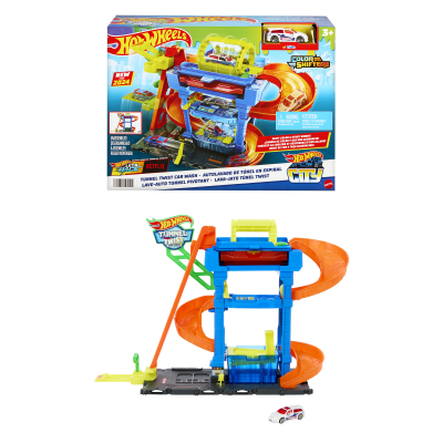 E-shop Hot Wheels city color shifters automyčka s otočným tunelem