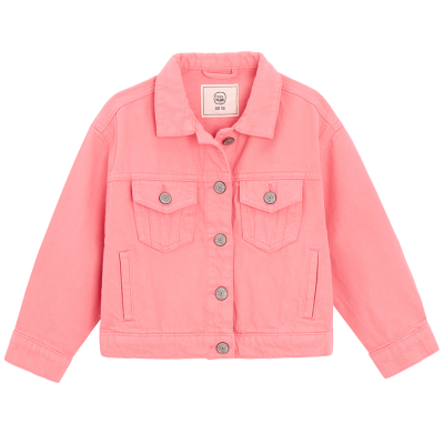 Dívčí džínová bunda -růžová - 134 PINK