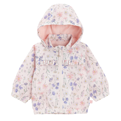 Jarní bunda s kapucí s květinovým potiskem -světle růžová - 68 LIGHT PINK