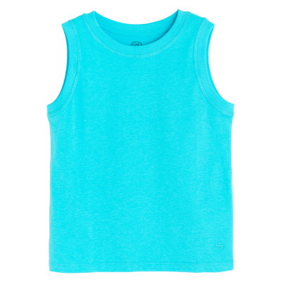 Jednobarevné tričko bez rukávu -tyrkysové - 92 TURQUOISE