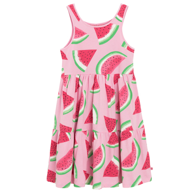 Šaty bez rukávů s potiskem melounů -růžové - 134 PINK