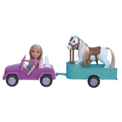 Panenka farmářka - kůň,auto s přívěsem
