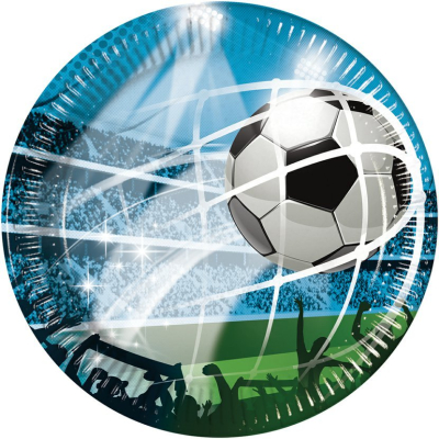 Talíře papírové Fotbal modré 23 cm 8 ks
