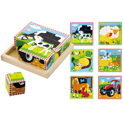 E-shop Dřevěné kostky 9 ks - farma