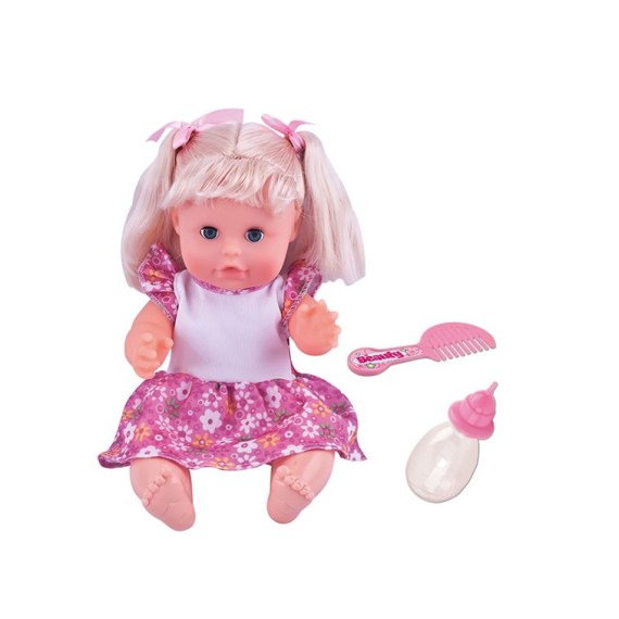 Panenka Bambolina s hřebínkem a kojeneckou lahvičkou 30 cm                    