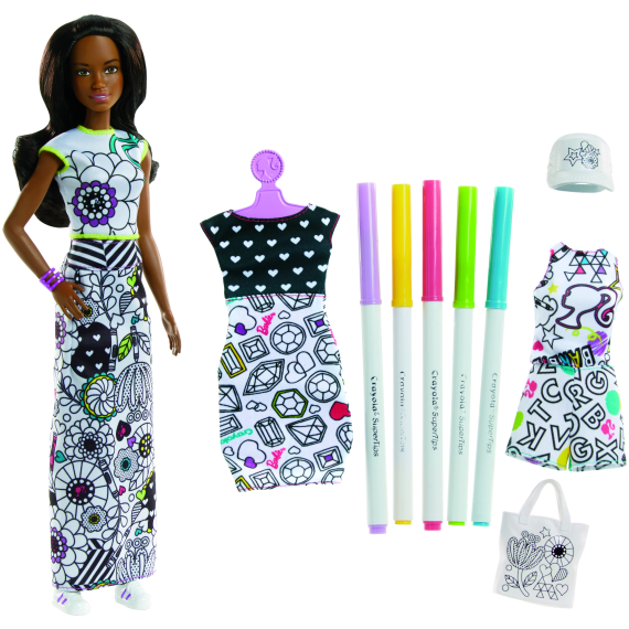 Barbie D.I.Y.crayola vybarvování šatů černoška                    