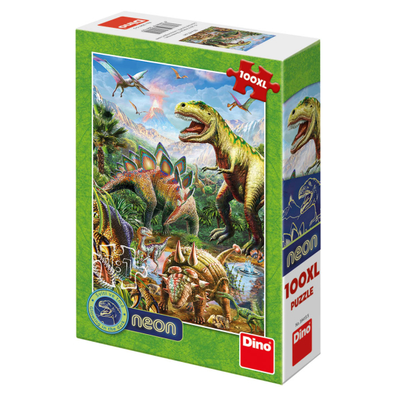 Puzzle 100XL dílků: Svět dinosaurů neon                    
