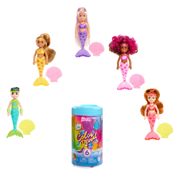 Barbie color reveal Chelsea duhová mořská panna                    