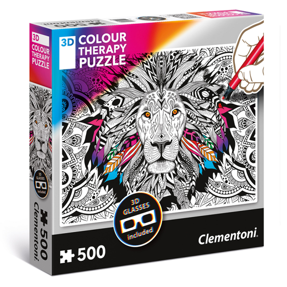 Puzzle 3D Colour therapy 500 dílků lev                    