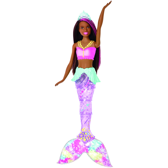 Barbie svítící mořská panna s pohyblivým ocasem černoška                    
