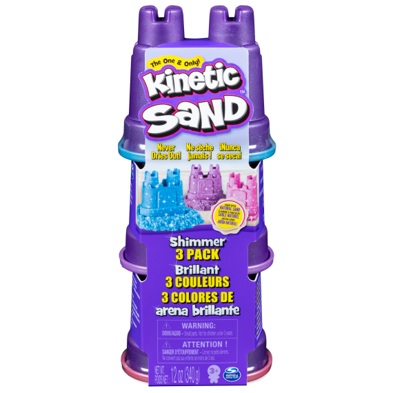 Kinetic sand tři kelímky třpytivého písku                    