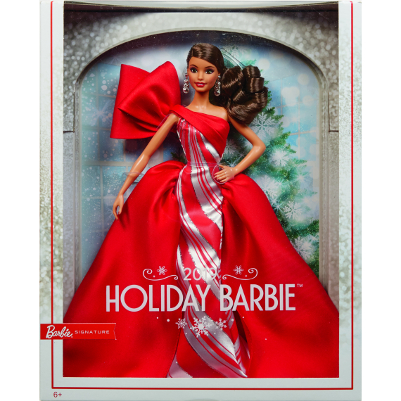 Barbie vánoční panenka brunetka                    