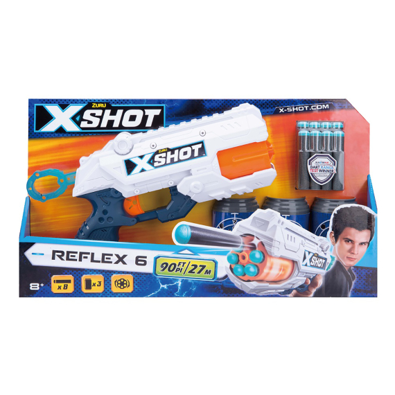 X-SHOT - Reflex pistole + 3 plechovnky a 8 nábojů                    