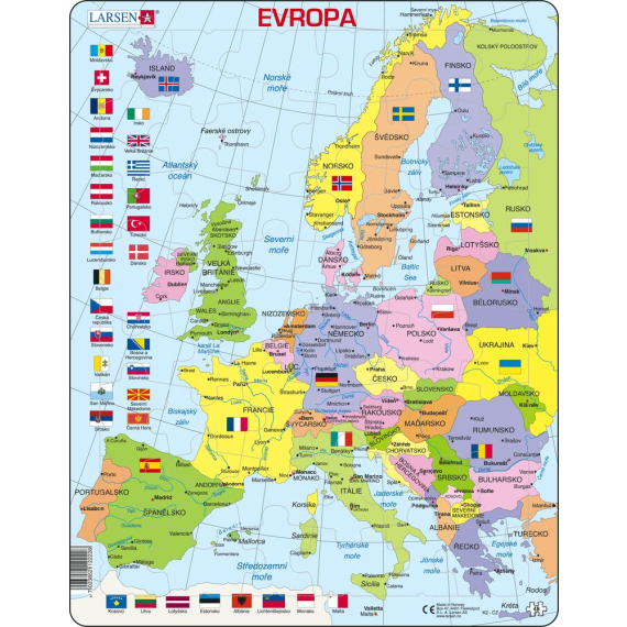 Puzzle mapa Evropy 70 dílků                    