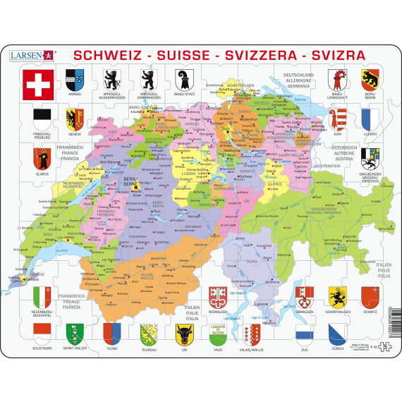 Puzzle Mapa Švýcarska 70 dílků                    