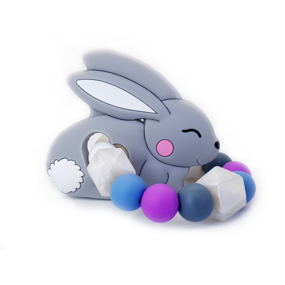 KidPro Silikonové kousátko: Zajíček šedý                    