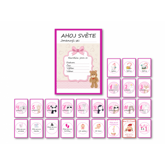 E-shop Milníkové kartičky Medvídek pro holčičku CZ