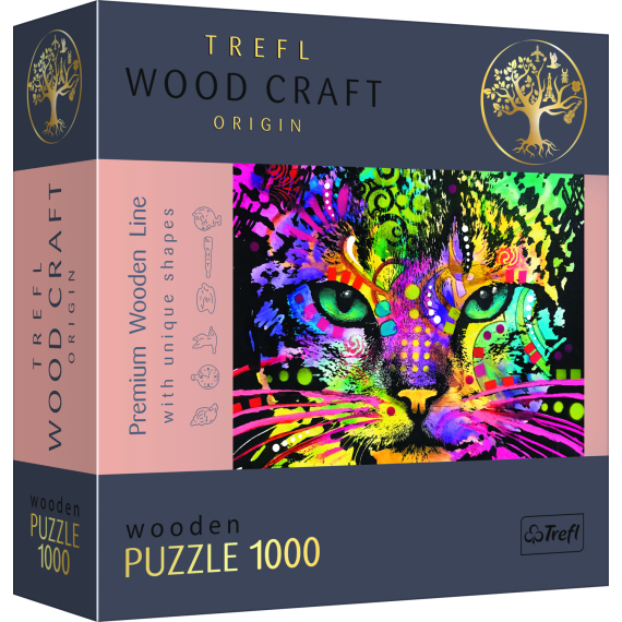 Puzzle dřevěné Barevné kočky 1000 dílků                    