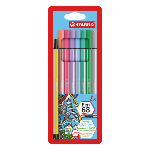 Prémiový vláknový fix - STABILO Pen 68 - 8 ks sada - 8 pastelových barev                    