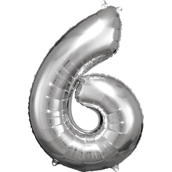 Foliové číslo 6 stříbrné, 88 cm                    
