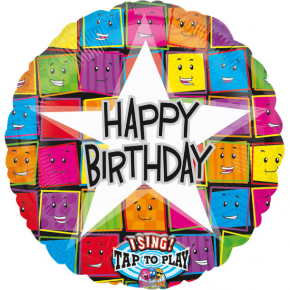 Balónek foliový hrací, Happy Birthday                    