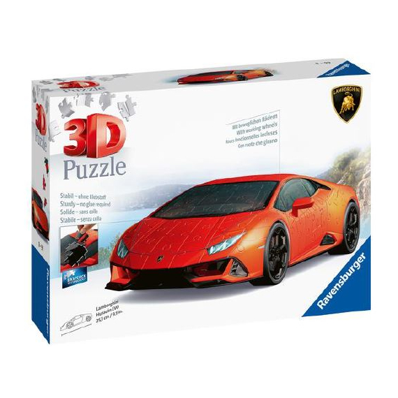 Puzzle 3D Lamborghini Huracán Evo oranžové 108 dílků                    