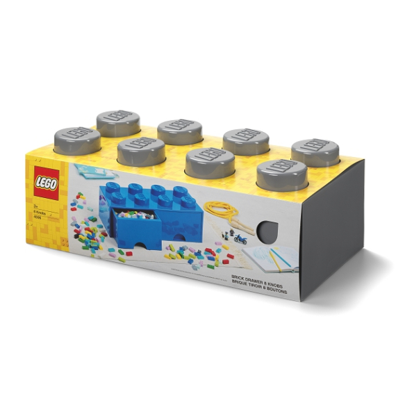LEGO úložný box 8 s šuplíky - tmavě šedá                    
